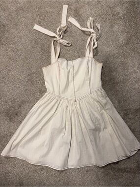 White Tie-Shoulder Country Dress